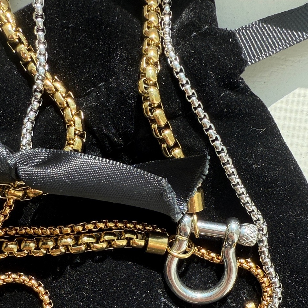 New Two Tone Gold and Silver Lightning Bolt Necklace